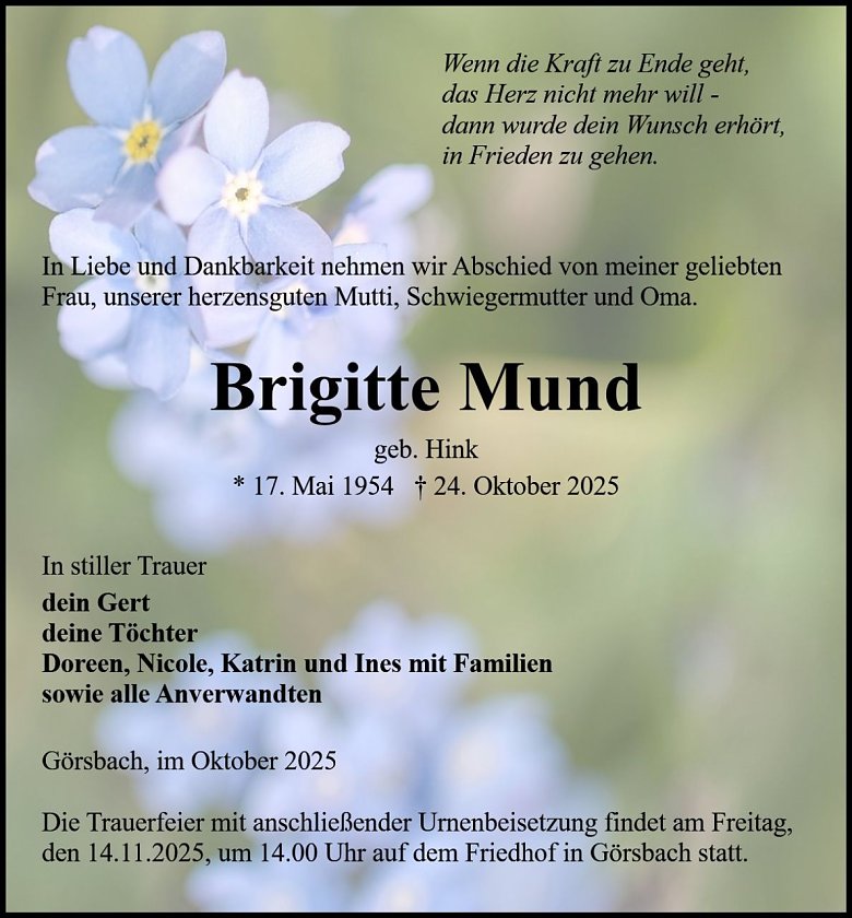 Traueranzeige (Foto: Bestattung Baumgarten)