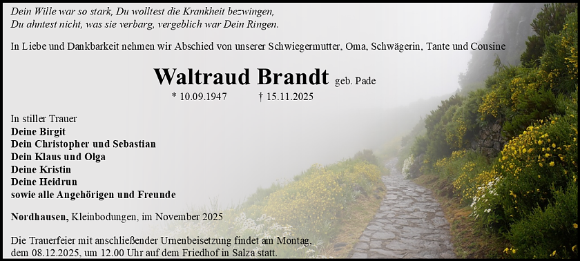 Traueranzeige (Foto: Bestattungshaus Eckhard Schade)