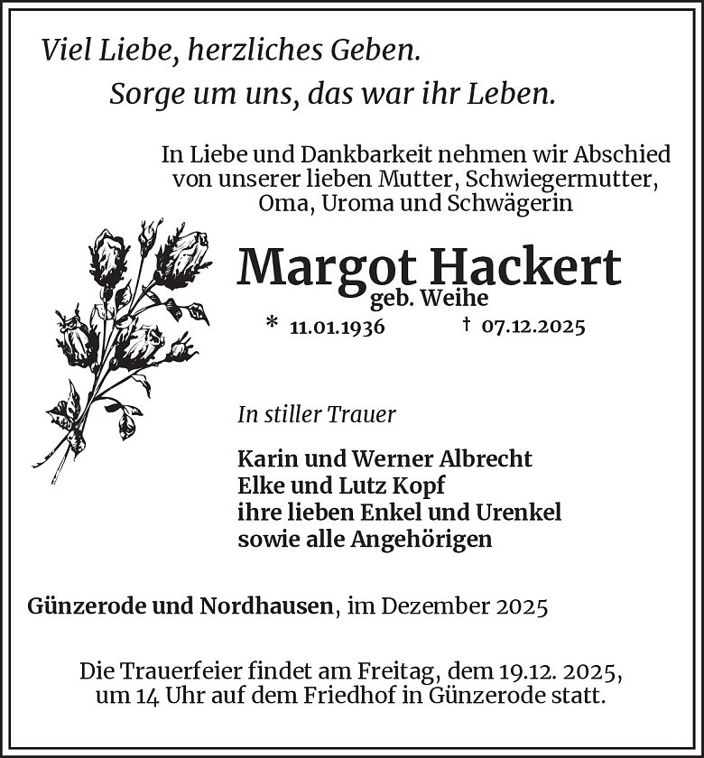 Traueranzeige (Foto: Best. Westerhausen)