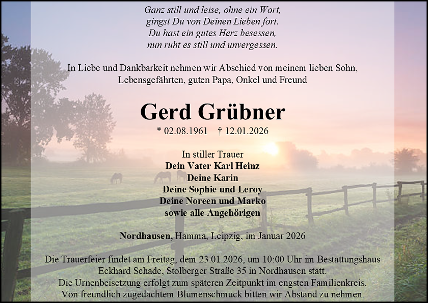 Traueranzeige (Foto: Bestattungshaus Eckhard Schade)