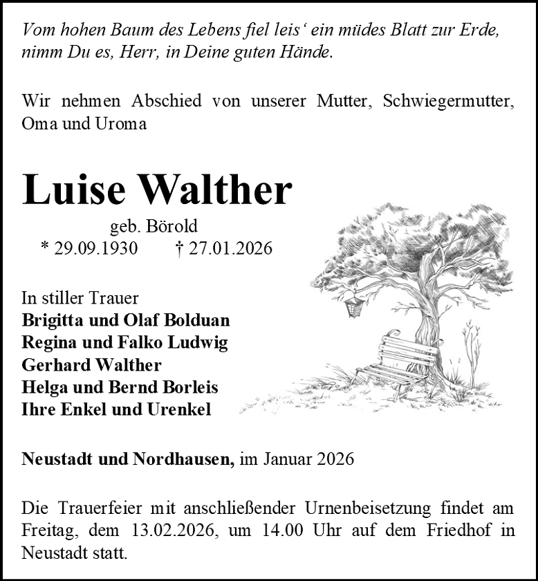 Traueranzeige (Foto: Schade)