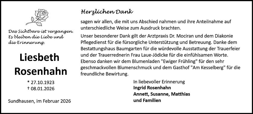 Danksagung (Foto: Bestattung Baumgarten)