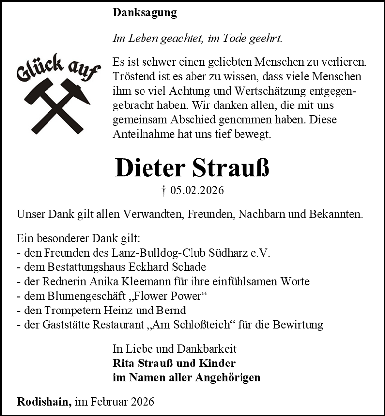 Danksagung (Foto: Schade)