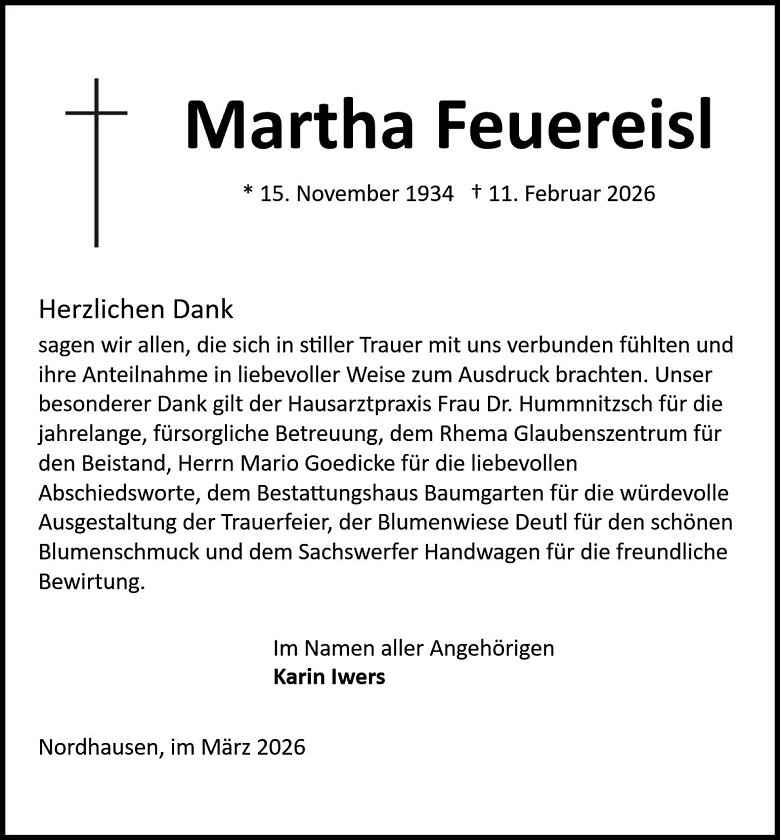 Danksagung (Foto: Bestattung Baumgarten)