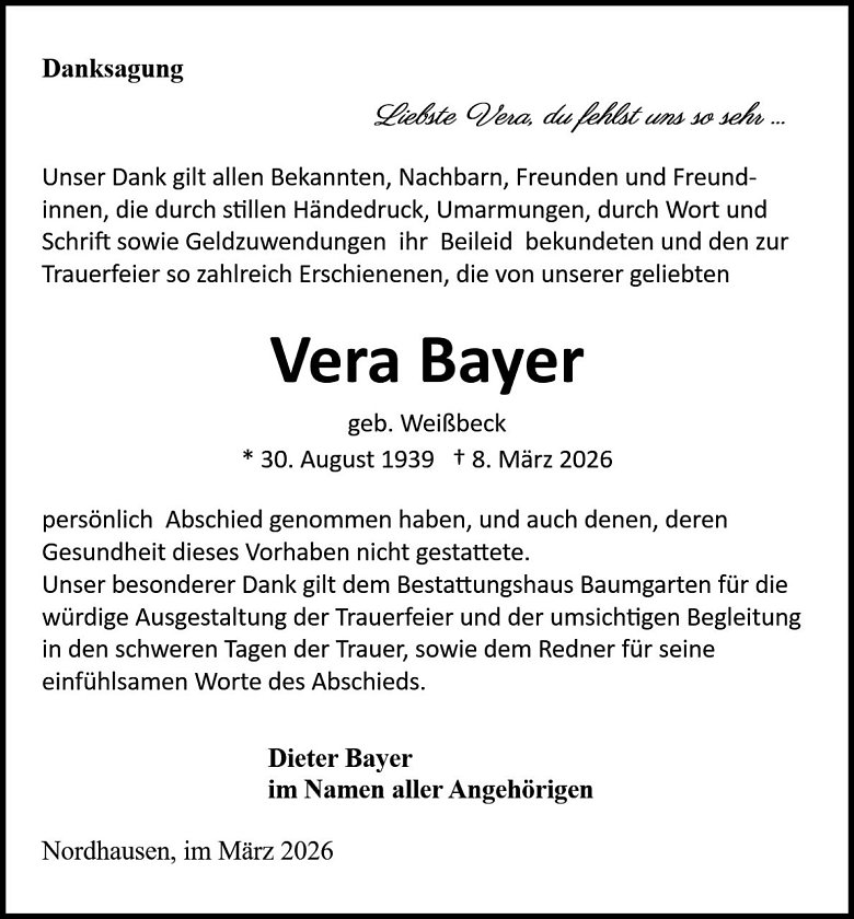 Danksagung (Foto: Bestattung Baumgarten)