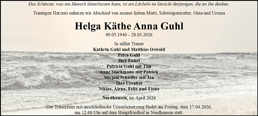 Traueranzeige (Foto: Schade)