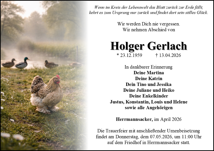 Traueranzeige (Foto: Bestattungshaus Eckhard Schade)