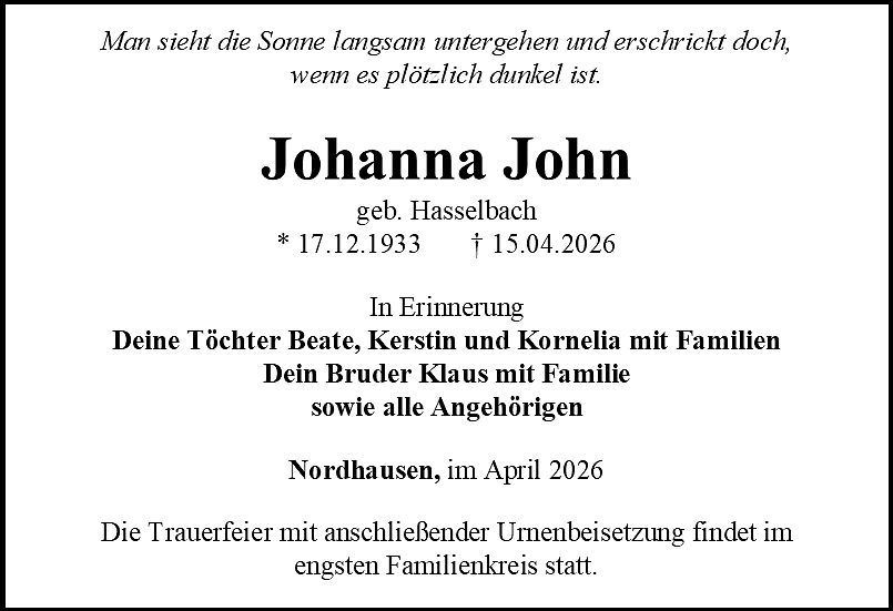 Traueranzeige (Foto: Schade)