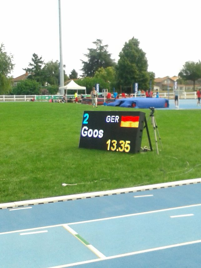 Anzeigetafel beim 100 m Lauf