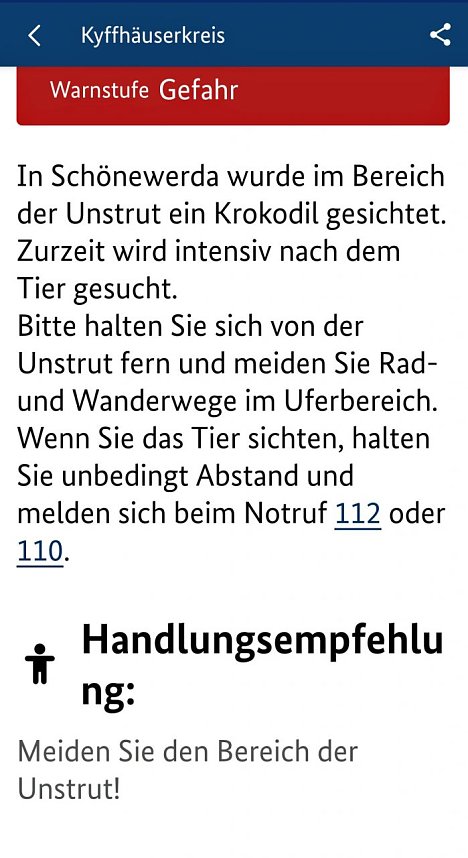 Warnung vor Krokodil