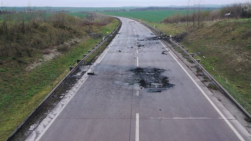 Unfallstelle in Luftaufnahmen